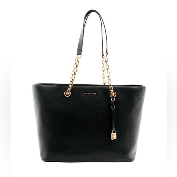 Michael Kors Handbags - Michael Kors Black Tote Gold Chain The Mercer leather NWT
